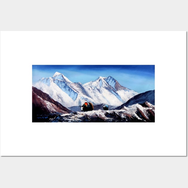 Panoramic View Of Everest Mountain Base Camp Area Wall Art by whimsyart